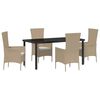 vidaXL Conjunto de Comedor de Jard&iacute;n 5 uds. Beige rat&aacute;n sint&eacute;tico