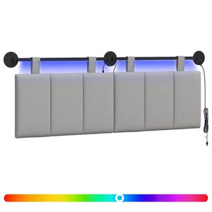 vidaXL Cabecero colgante Con luz LED Gris Nube Tela