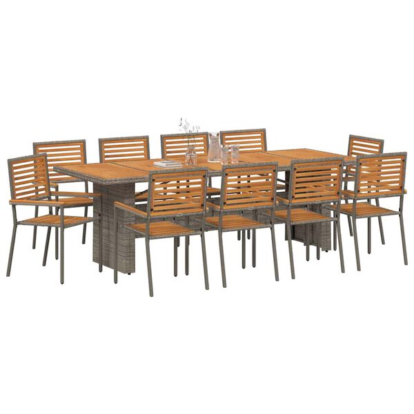 vidaXL Conjunto de Comedor de Jard&iacute;n 11 pcs Gris y marr&oacute;n