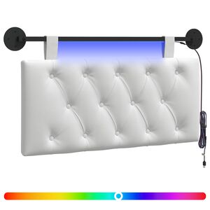 vidaXL Cabecero colgante Con luz LED Blanco Tela