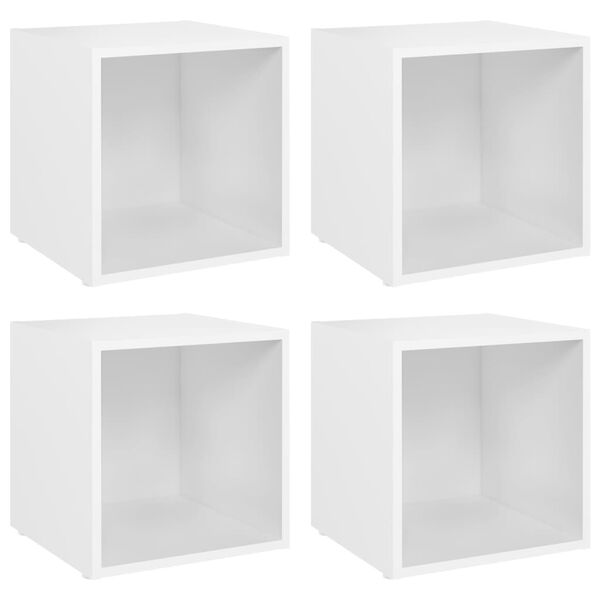 vidaXL Muebles para TV 4 uds madera contrachapada blanco 37x35x37 cm