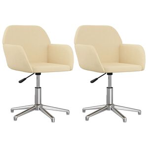 vidaXL Sillas de comedor giratorias 2 unidades tela color crema