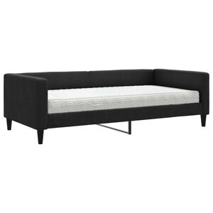 vidaXL Sof&aacute; cama con colch&oacute;n tela negro 100x200 cm
