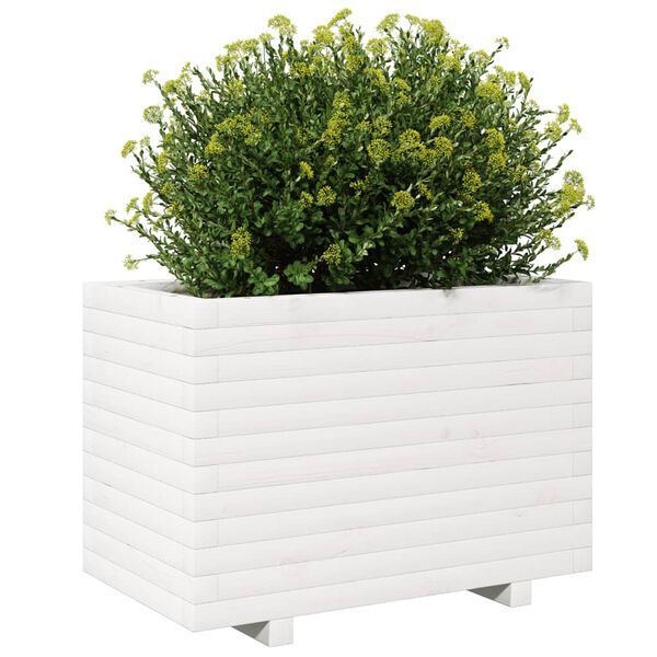 vidaXL Jardinera madera maciza de pino blanco 70x40x49,5 cm