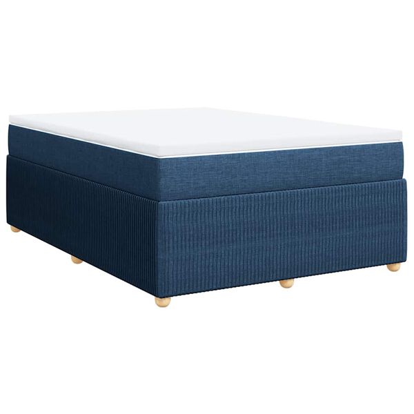 vidaXL Cama box spring con colchón tela azul 160x200 cm