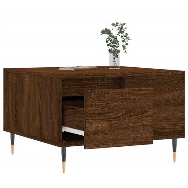 vidaXL Mesa de centro madera contrachapada roble marr&oacute;n 55x55x36,5 cm