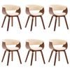vidaXL Sillas de comedor 6 uds madera curvada y cuero sint&eacute;tico crema