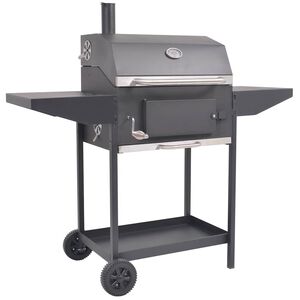 vidaXL Barbacoa Ahumador al carb&oacute;n con estante inferior negro