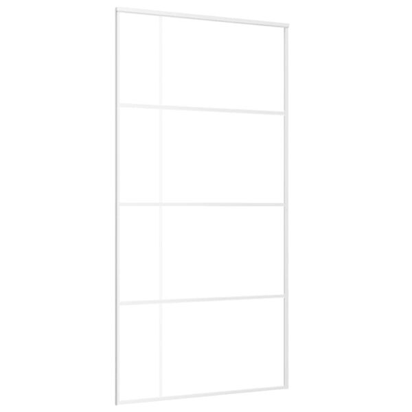 vidaXL Puerta corredera ESG vidrio y aluminio blanca 102,5x205 cm