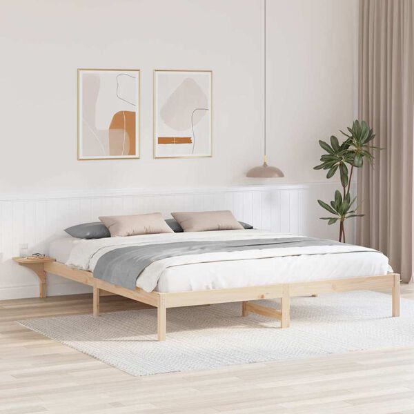 vidaXL Estructura de cama Natural 200 x 200 cm Madera de pino macizo
