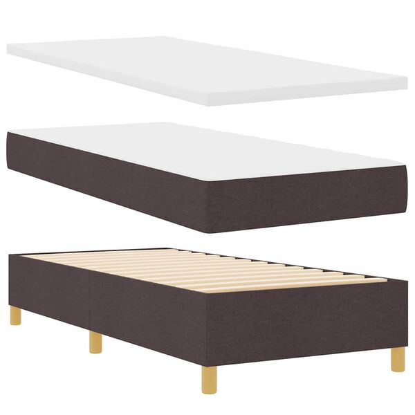 vidaXL Cama tipo Box Spring con colch&oacute;n Marr&oacute;n oscuro 90 x 200 cm tela
