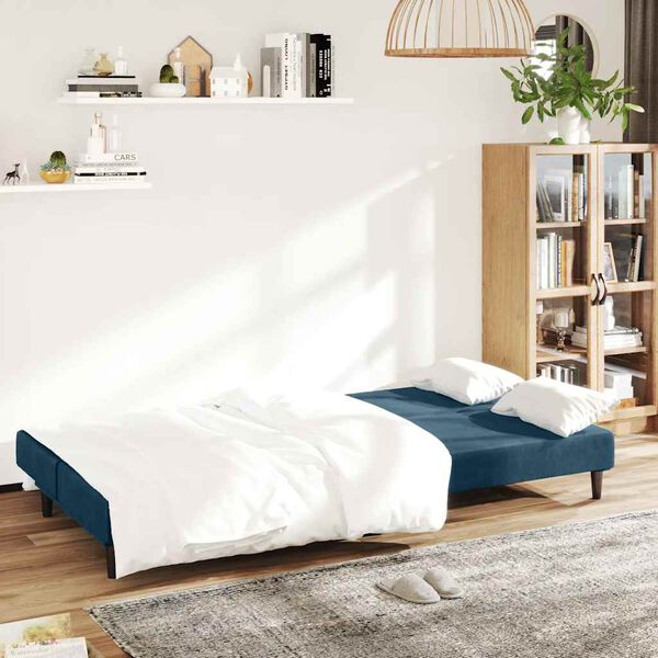 vidaXL Sof&aacute; cama de 2 plazas terciopelo azul