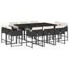 vidaXL Set de comedor jard&iacute;n 11 pzas con cojines rat&aacute;n sint&eacute;tico negro