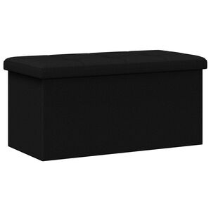 vidaXL Banco de almacenamiento plegable Negro Lino