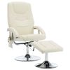 vidaXL Sill&oacute;n de masaje con reposapi&eacute;s cuero sint&eacute;tico blanco crema