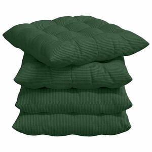 vidaXL Cojines para asiento 4 uds. Tela de Pana Verde oscuro
