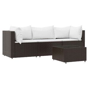 vidaXL Set muebles de jardín 4 piezas y cojines ratán sintético marrón