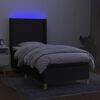 vidaXL Cama box spring colch&oacute;n y luces LED tela negro 90x190 cm