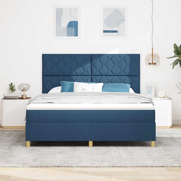 vidaXL Cama tipo Box Spring con colch&oacute;n Azul 180 x 200 cm tela