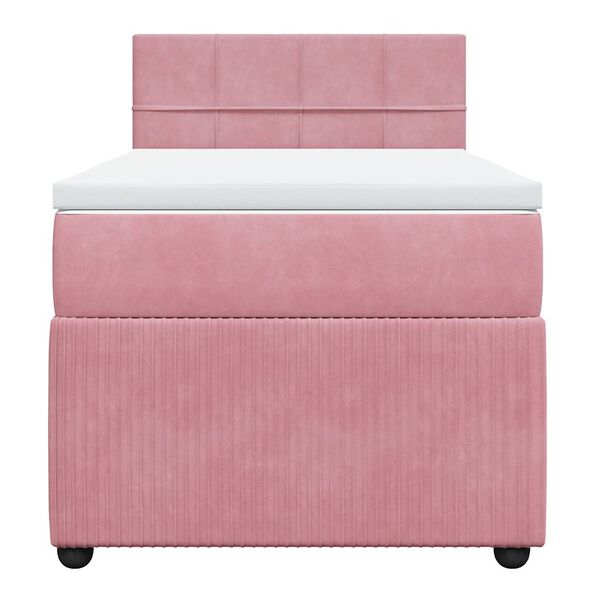 vidaXL Cama box spring con colch&oacute;n terciopelo rosa 80x200 cm