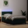 vidaXL Cama box spring con colch&oacute;n y LED terciopelo verde oscuro 100x220 cm