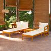 vidaXL Muebles de jardín 3 pzas con cojines crema madera de acacia
