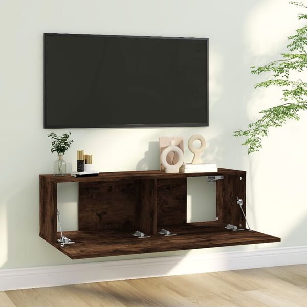 vidaXL Mueble de TV madera contrachapada roble ahumado 100x30x30 cm