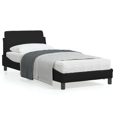 vidaXL Estructura de cama con cabecero cuero sintético negro 90x190 cm