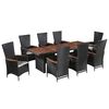 vidaXL Set comedor de jard&iacute;n 9 piezas y cojines rat&aacute;n sint&eacute;tico negro
