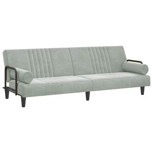 vidaXL Sof&aacute; cama con reposabrazos terciopelo gris claro