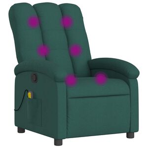 vidaXL Sill&oacute;n de masaje reclinable de tela verde oscuro