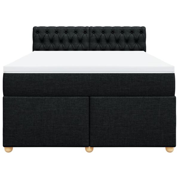 vidaXL Cama box spring con colch&oacute;n tela negro 140x200 cm