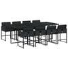 vidaXL Set de comedor de jard&iacute;n 9 pzas y cojines rat&aacute;n sint&eacute;tico negro