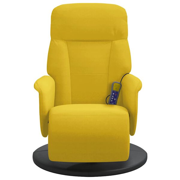 vidaXL Sill&oacute;n reclinable masaje con reposapi&eacute;s terciopelo amarillo