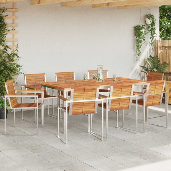 vidaXL Conjunto de Comedor de Jardín 9 pcs Madera de Acacia Sólida
