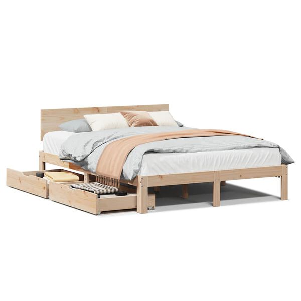 vidaXL Estructura de cama con cajones madera maciza de pino 160x200 cm