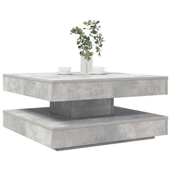 vidaXL Mesa de centro giratoria 360 grados gris hormig&oacute;n 70x70x34,5 cm