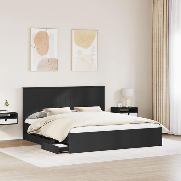 vidaXL Estructura de cama Negro 180 x 200 cm Madera Ingenieril