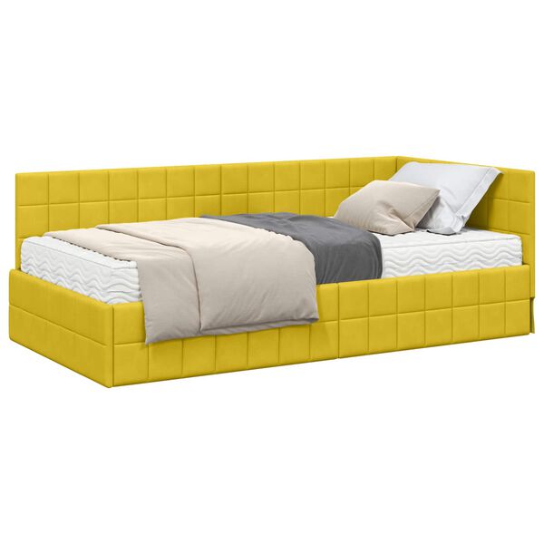 vidaXL Estructura de Cama Esquina con Colch&oacute;n Manual 2 pcs Amarillo
