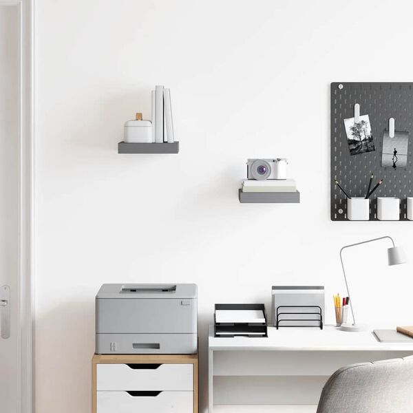 vidaXL Estante flotante de pared 2 uds MDF gris brillo 23x23,5x3,8 cm