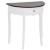 vidaXL Mesa consola semicircular con caj&oacute;n blanca y superficie marr&oacute;n