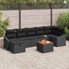 vidaXL Conjunto de sof&aacute;s de jard&iacute;n con coj&iacute;n 8 pcs Negro Polirat&aacute;n