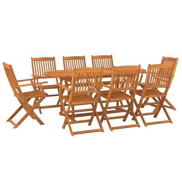 vidaXL Juego comedor de jard&iacute;n 9 pzas madera maciza acacia 180x90x75cm