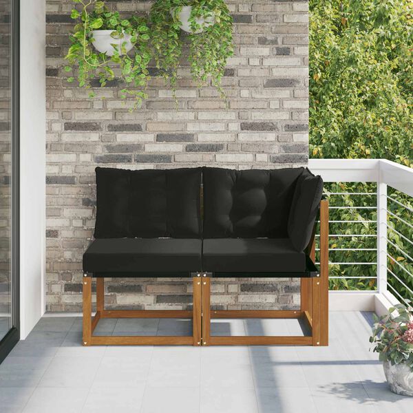 vidaXL Sof&aacute; de esquina y centro para exterior 2 Pieza Natural