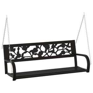 vidaXL Banco balanc&iacute;n de jard&iacute;n 125 cm acero y pl&aacute;stico negro