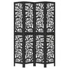 vidaXL Biombo separador de 4 paneles madera maciza Paulownia negro