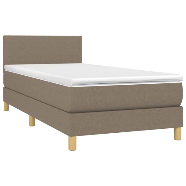 vidaXL Cama box spring con colch&oacute;n tela gris taupe 100x200 cm