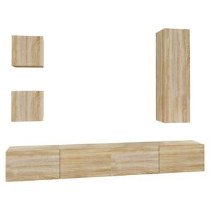 vidaXL Set de muebles para TV 5 pzas madera contrachapada roble Sonoma