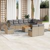 vidaXL Set de sof&aacute;s de jard&iacute;n 11pzas con cojines rat&aacute;n sint&eacute;tico beige