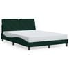 vidaXL Estructura de cama con LED sin colch&oacute;n terciopelo verde oscuro 140x200 cm